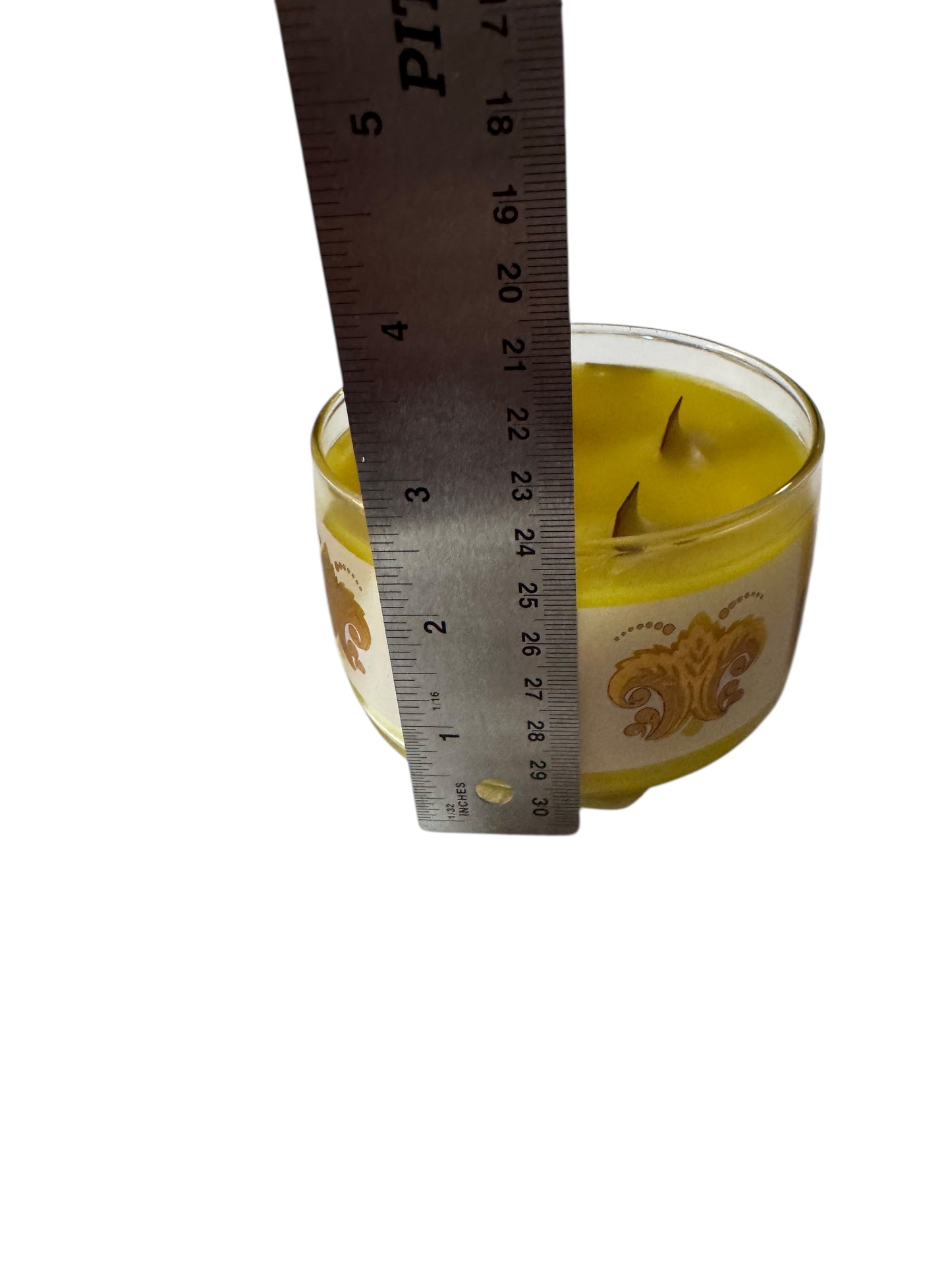 Bloomer Scents Handmade Lemon Spritz Candle, Yellow Wax, Vintage Glass Fleur De Lis Bowl, 4 Wicks, 12 fl oz