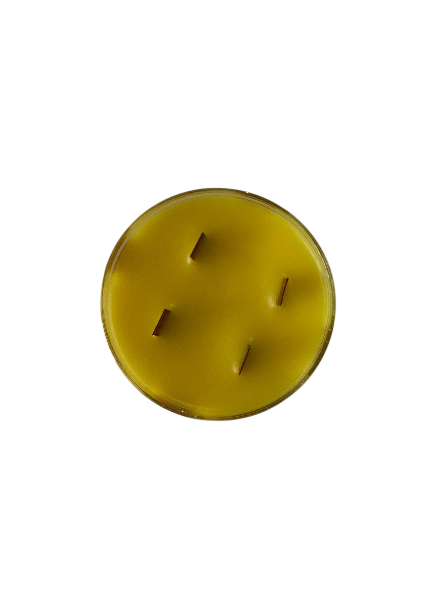 Bloomer Scents Handmade Lemon Spritz Candle, Yellow Wax, Vintage Glass Fleur De Lis Bowl, 4 Wicks, 12 fl oz