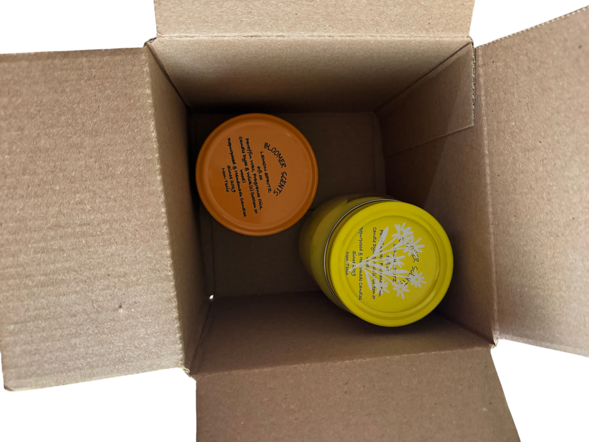 Little Spritz/Big Burst Candle Set Handmade by Bloomer Scents 6fl oz + 16fl oz Repurposed Canning Jars