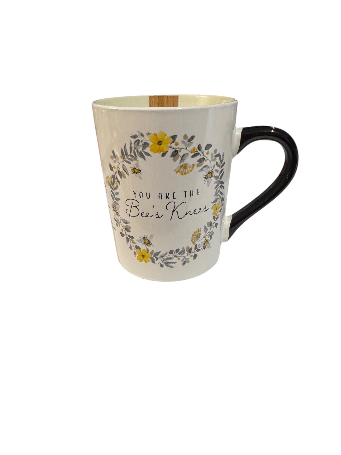 Handmade Lemon Spritz Candle, Repurposed Bee's Knees Mug, Wood Wick, 14 fl oz