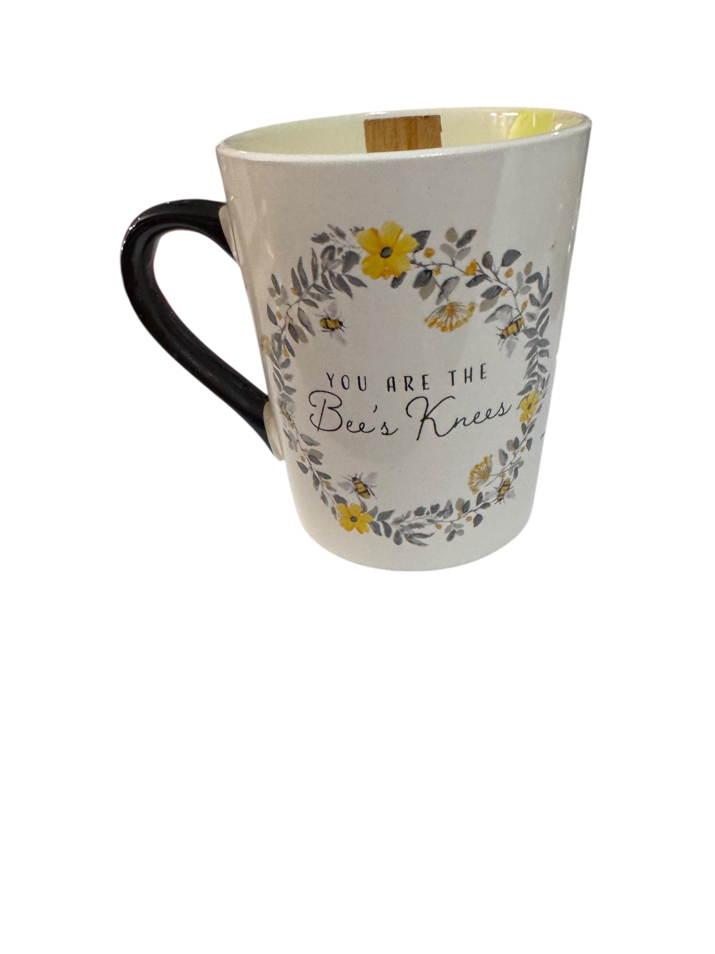 Handmade Lemon Spritz Candle, Repurposed Bee's Knees Mug, Wood Wick, 14 fl oz