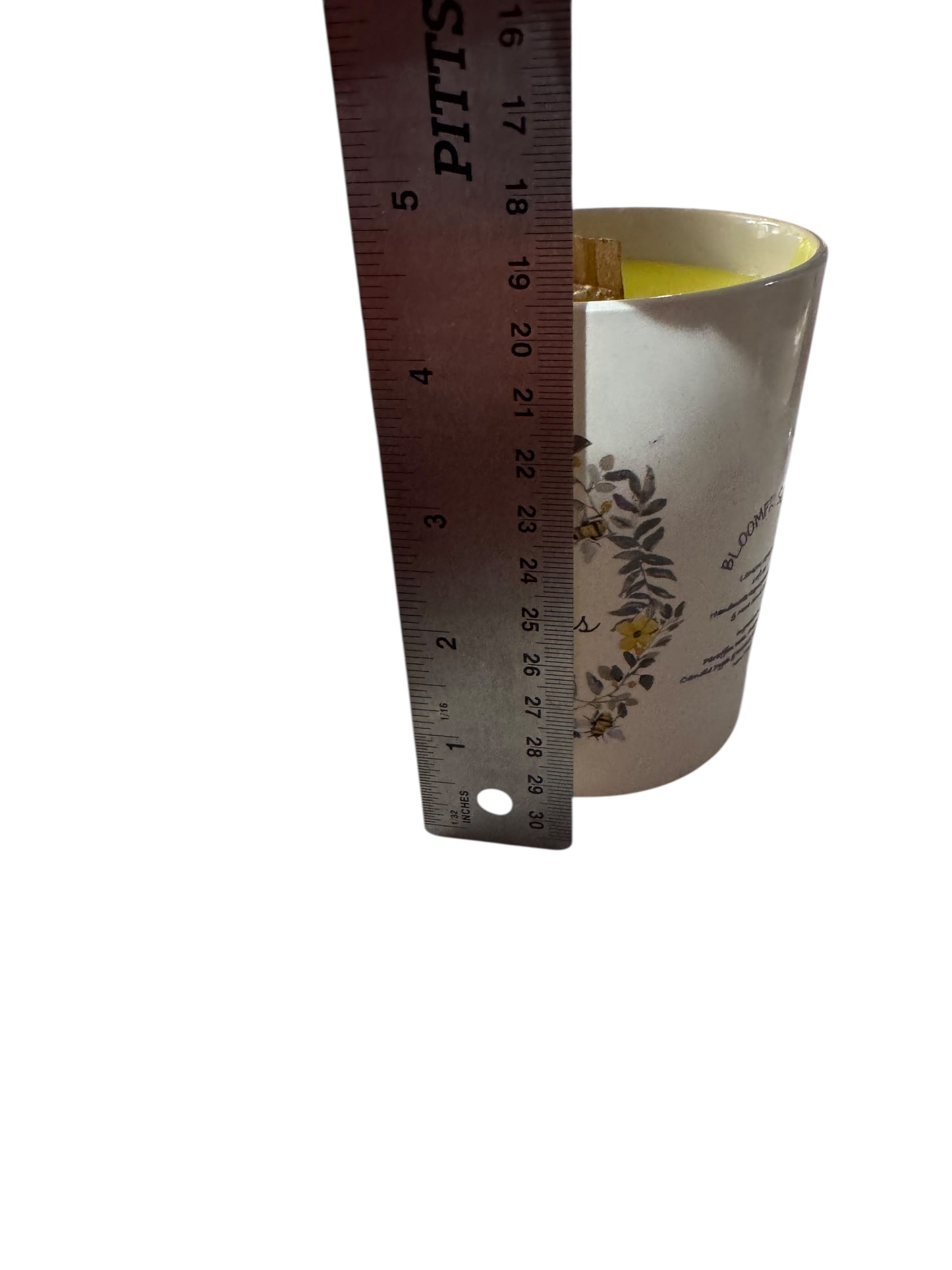 Handmade Lemon Spritz Candle, Repurposed Bee's Knees Mug, Wood Wick, 14 fl oz