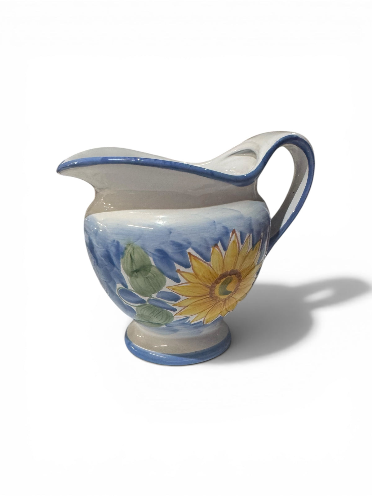 Handmade Linen & Lace Candle in Repurposed Vintage Ceramic Floral Pitcher, 36 fl oz