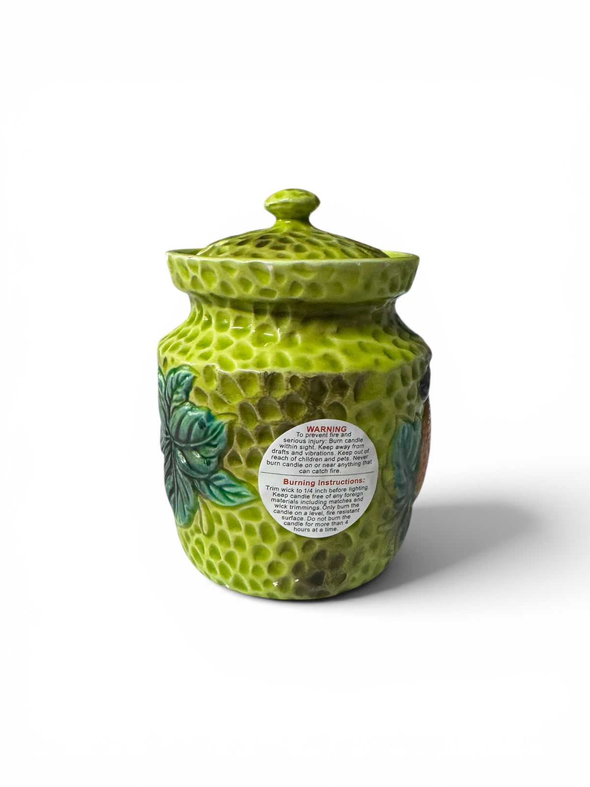 Majestic Mint Scented Candle in Repurposed Ceramic Honey Jar with Lid, 14 fl oz