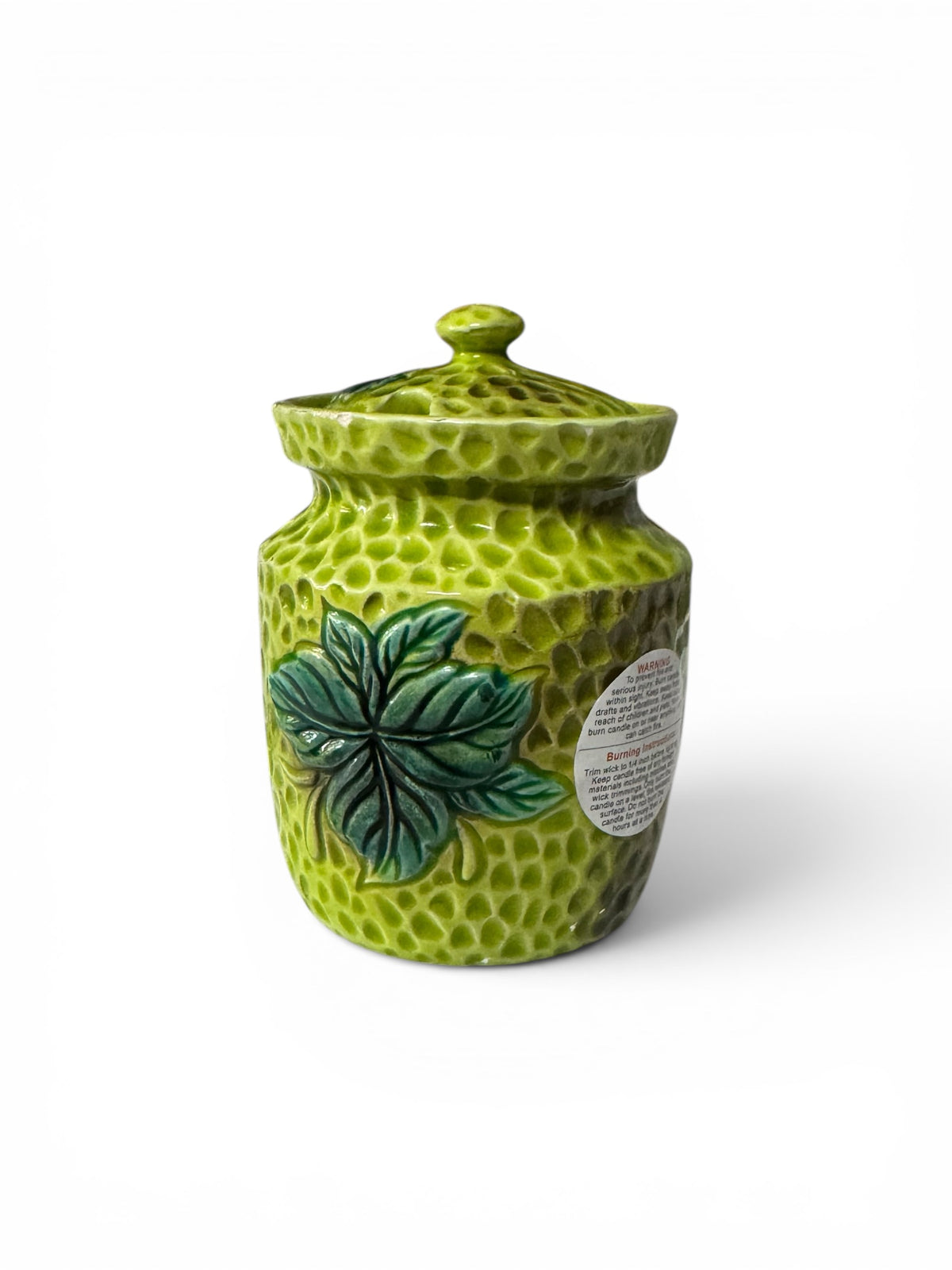 Majestic Mint Scented Candle in Repurposed Ceramic Honey Jar with Lid, 14 fl oz
