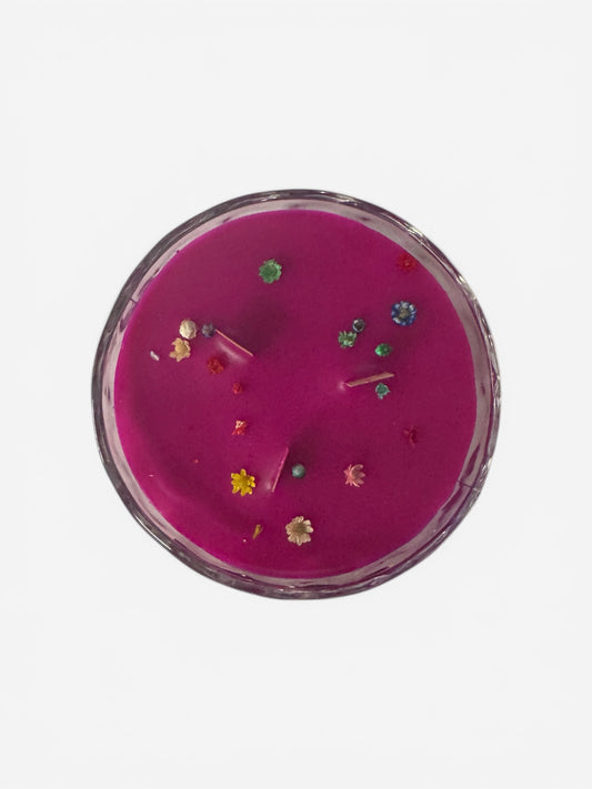 Midnight Moonflowers Handmade Candle, Clear Glass Pedestal Vessel, 12 fl oz, with Dried Botanicals