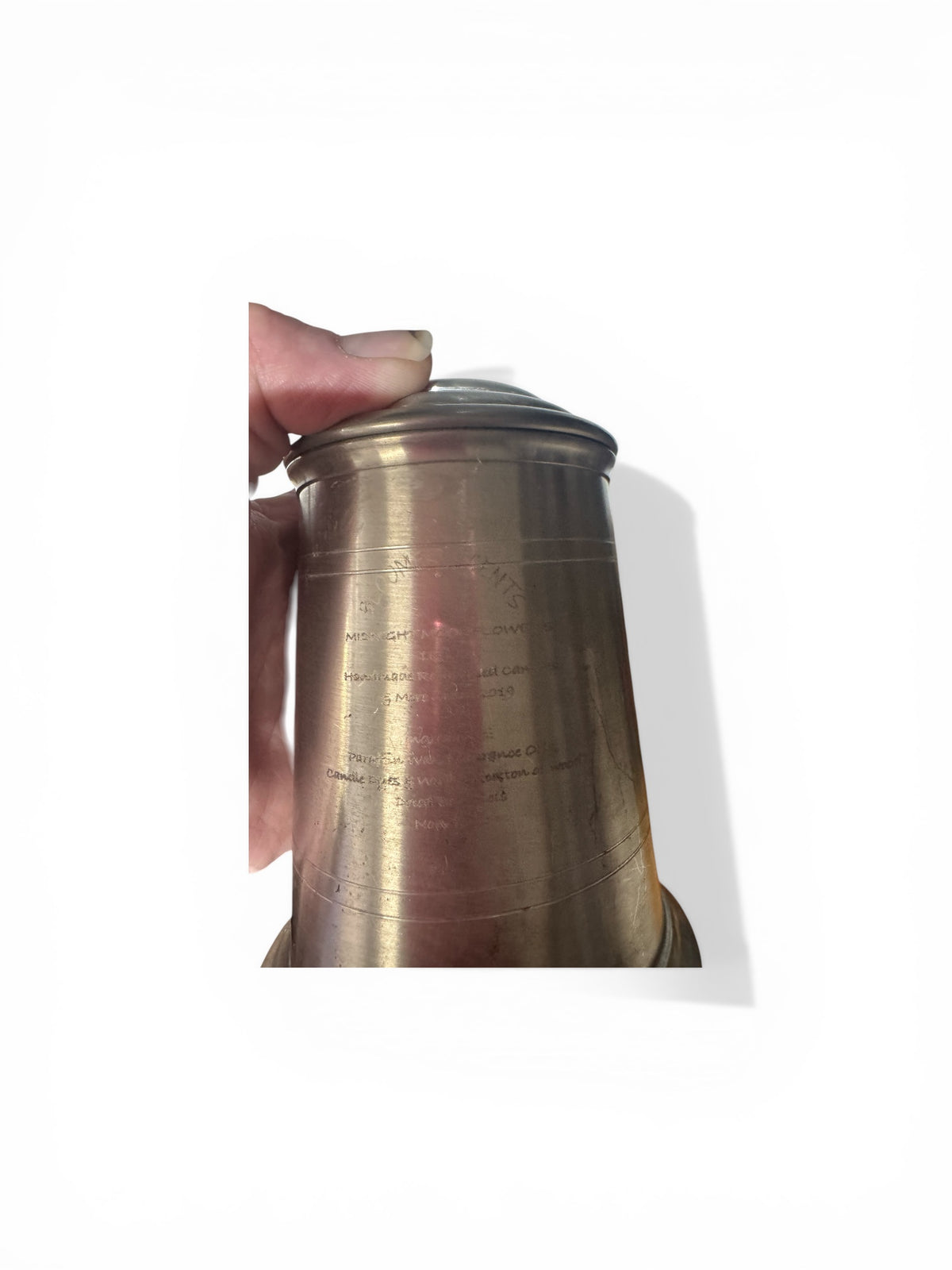 Bloomer Scents Midnight Moonflowers Candle in Repurposed Vintage Pewter Stein, Handmade, 16 fl oz