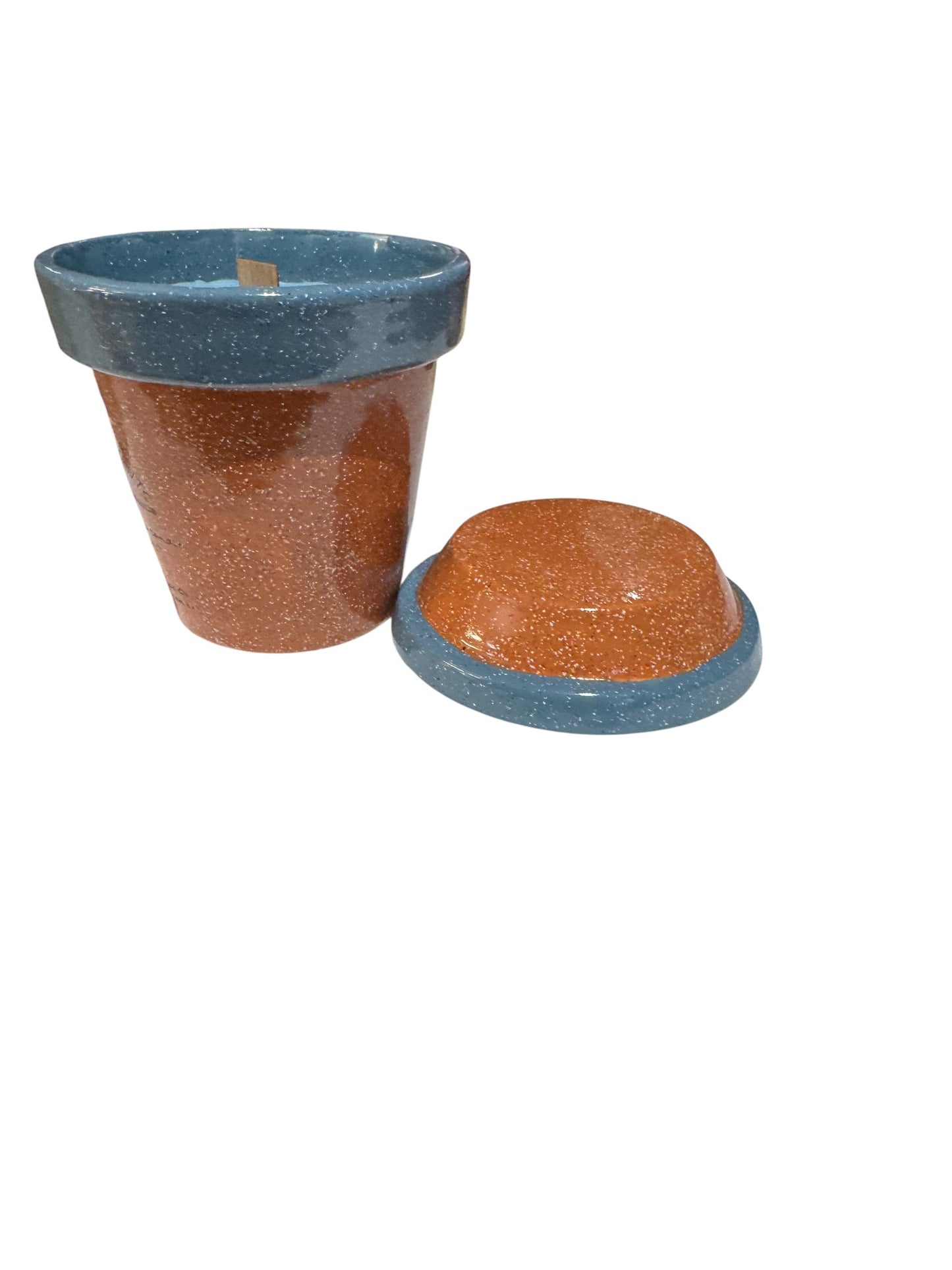 Bloomer Scents Handmade Nights on The Nile Candle, 12 fl oz, Two-Toned Ceramic Planter Pot with Saucer, Repurposed