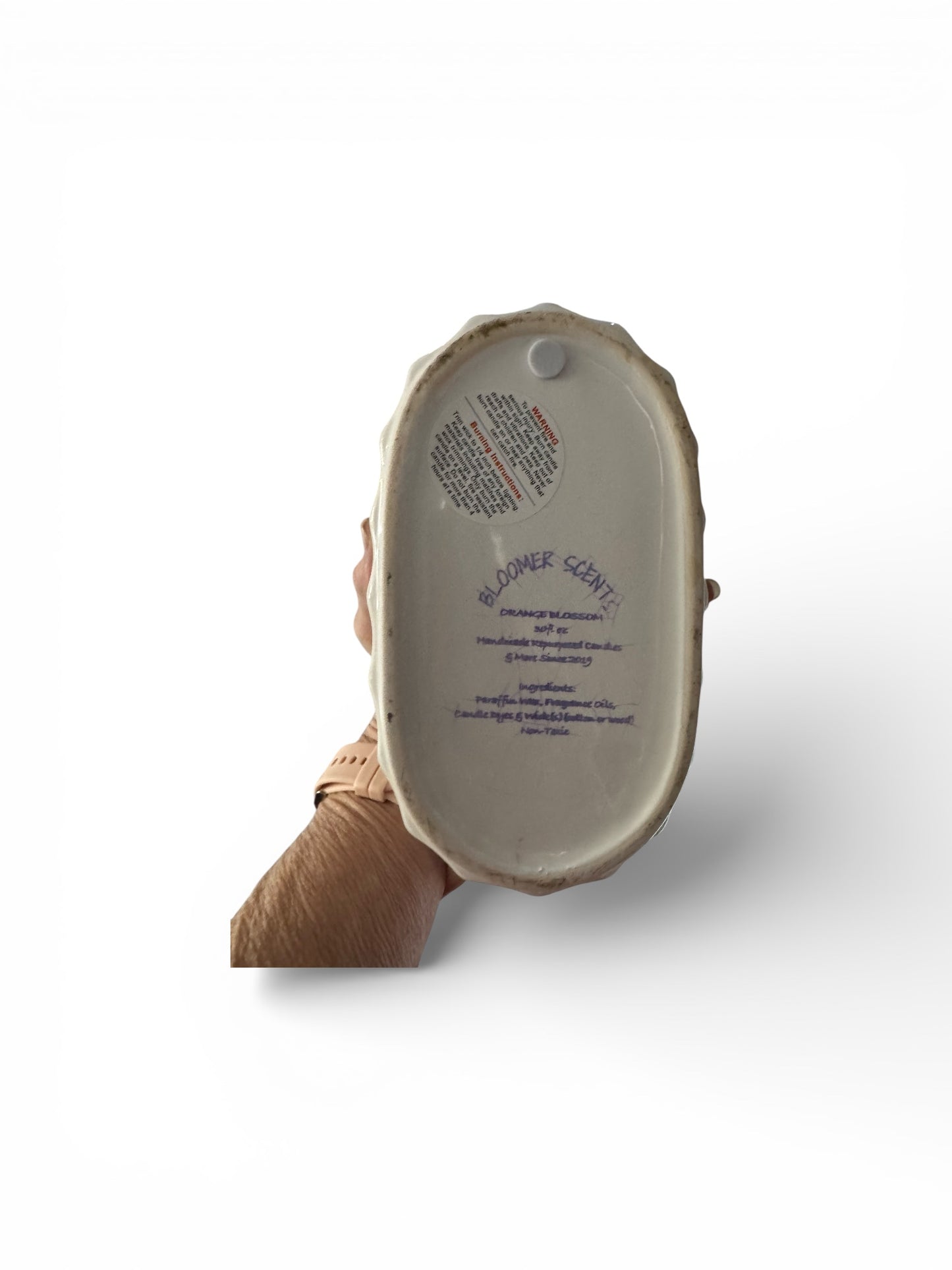 Bloomer Scents Handmade Orange Blossom Candle, 30 fl oz, Repurposed Vintage White Planter Bowl