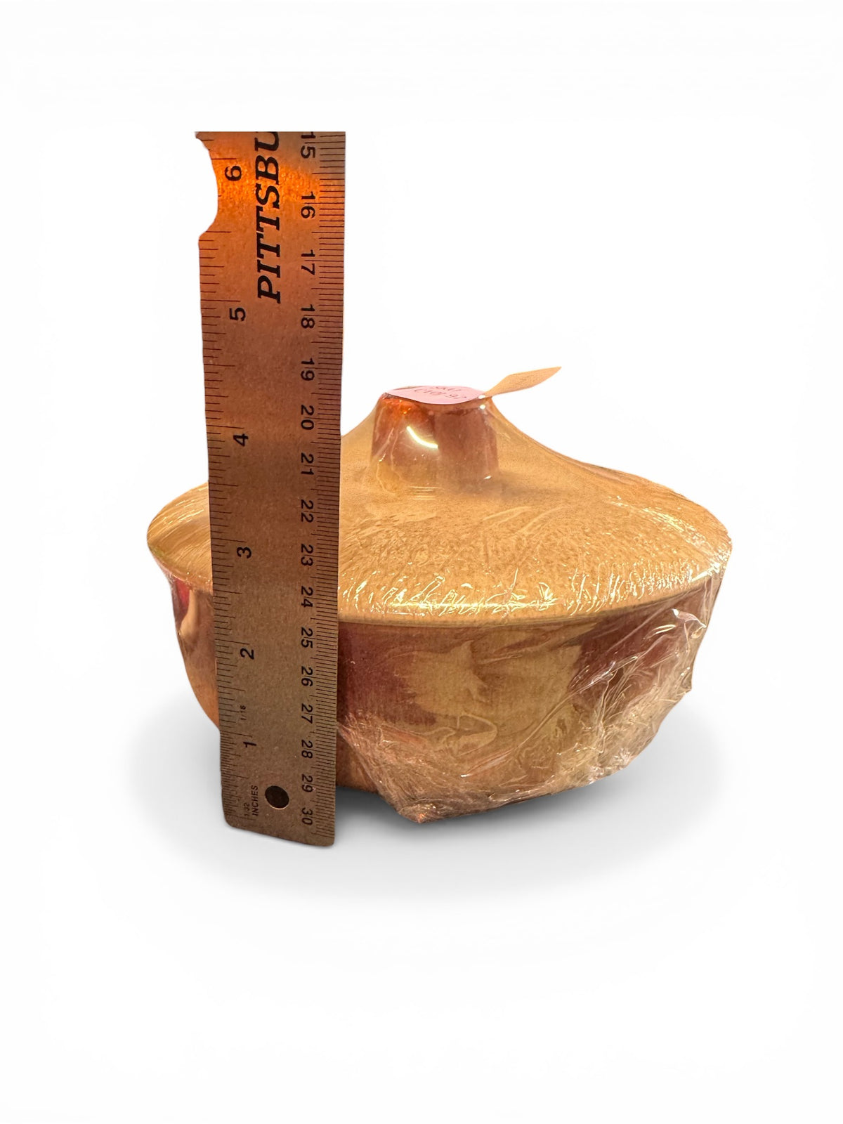 Parker Peach Candle in Repurposed Vintage Stoneware Bowl with Matching Lid, 24 fl oz