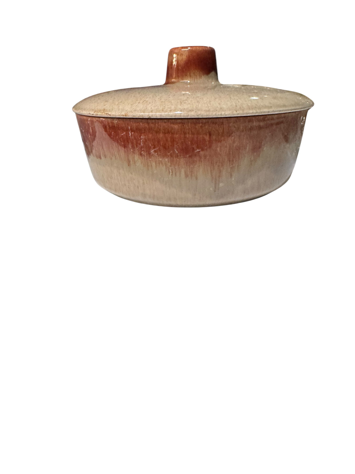 Parker Peach Candle in Repurposed Vintage Stoneware Bowl with Matching Lid, 24 fl oz