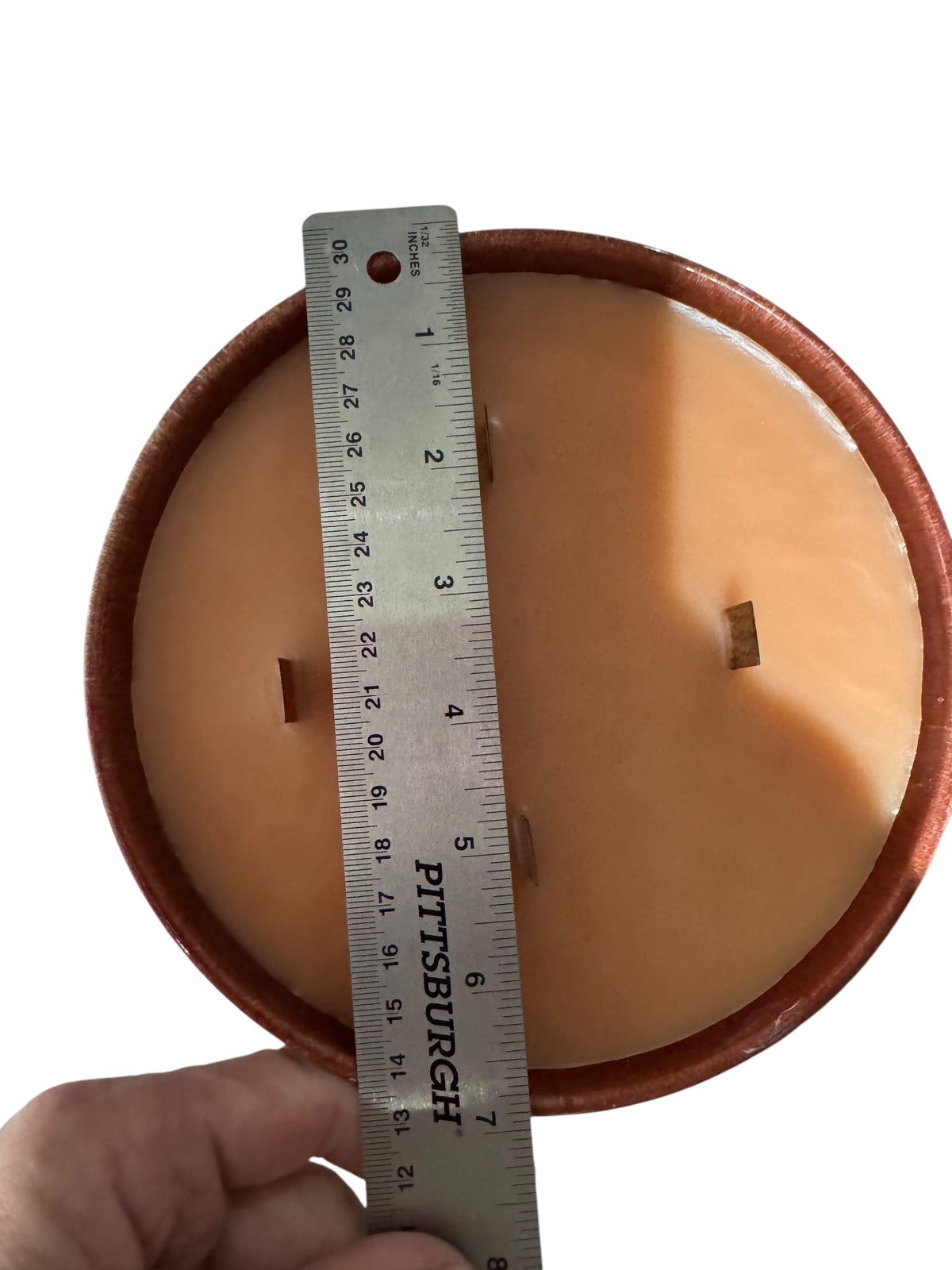 Parker Peach Candle in Repurposed Vintage Stoneware Bowl with Matching Lid, 24 fl oz