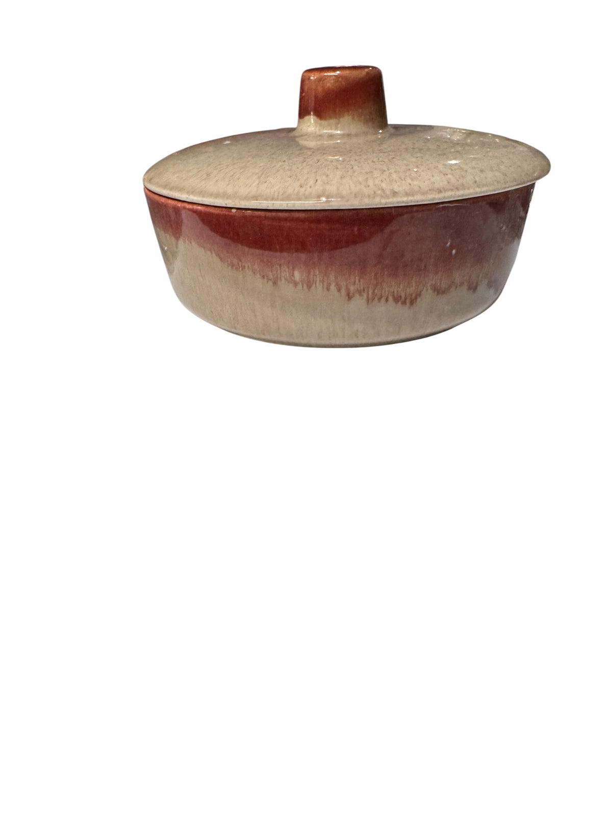 Parker Peach Candle in Repurposed Vintage Stoneware Bowl with Matching Lid, 24 fl oz