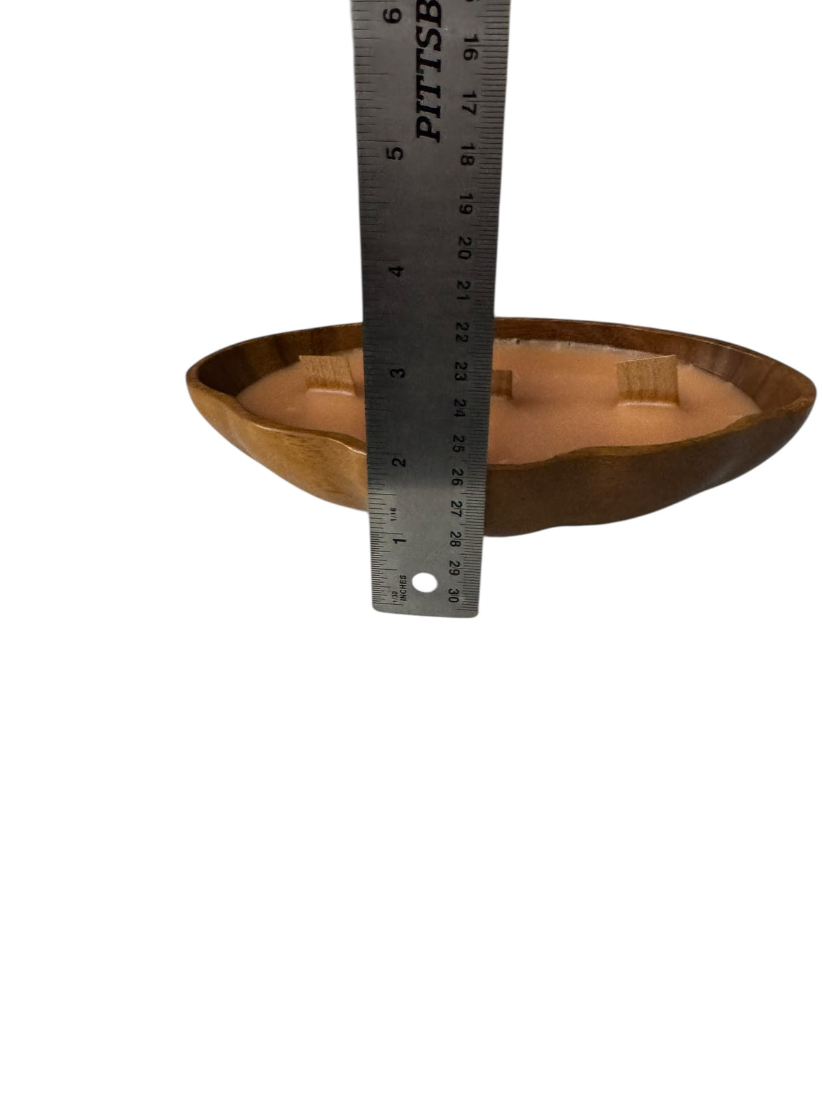 Parker Peach Candle in Repurposed Wooden Scalloped Bowl, 10 fl oz, 3-Wick