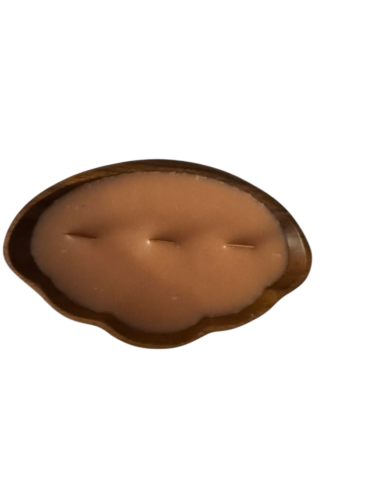 Parker Peach Candle in Repurposed Wooden Scalloped Bowl, 10 fl oz, 3-Wick