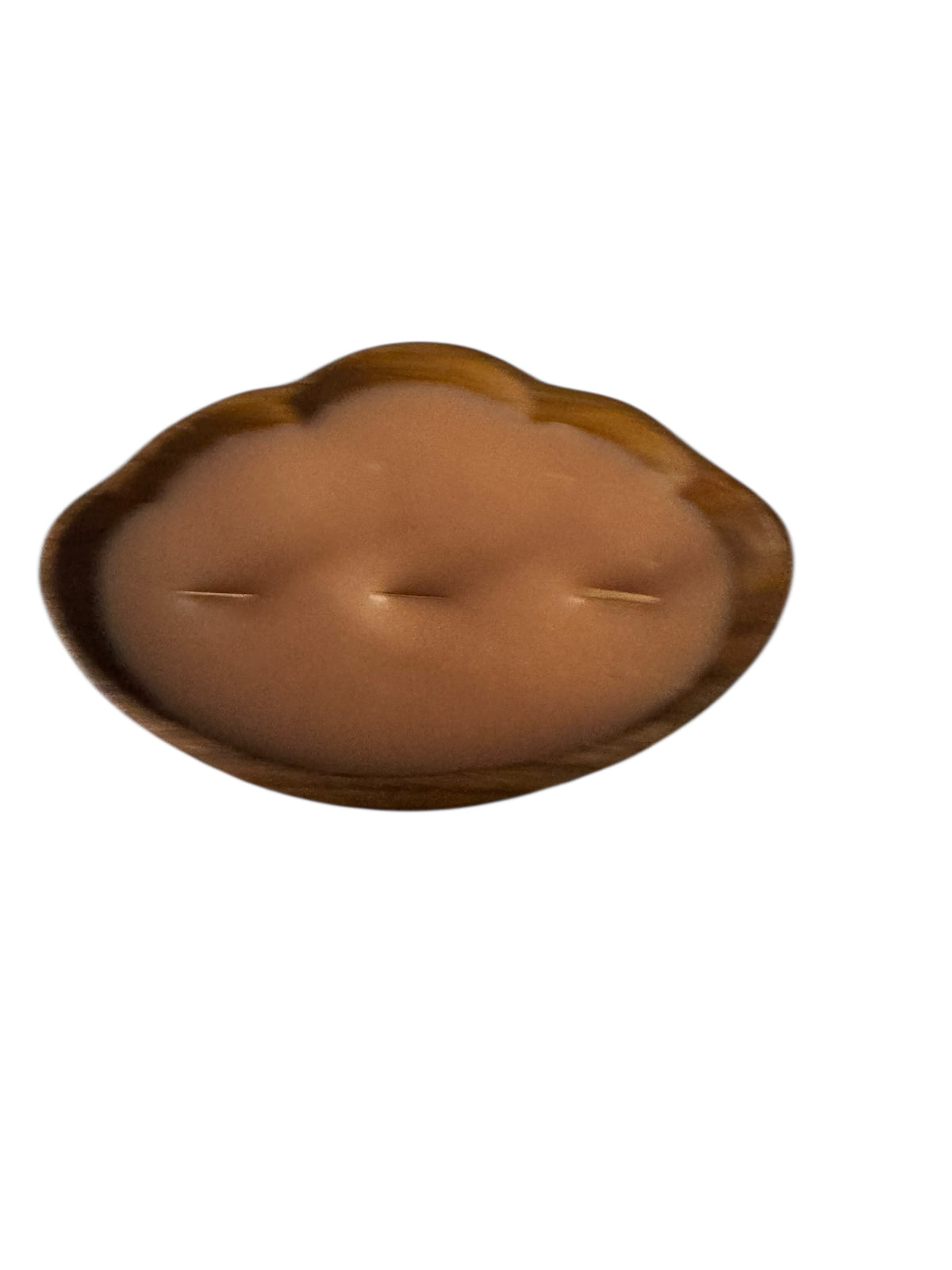 Parker Peach Candle in Repurposed Wooden Scalloped Bowl, 10 fl oz, 3-Wick