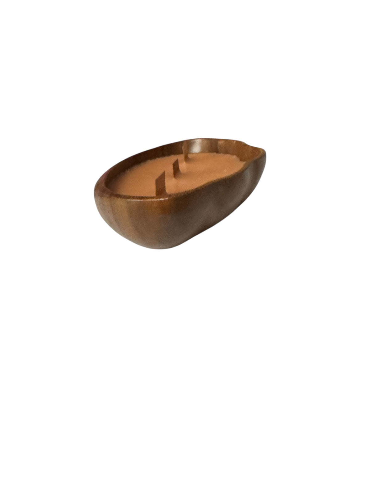 Parker Peach Candle in Repurposed Wooden Scalloped Bowl, 10 fl oz, 3-Wick