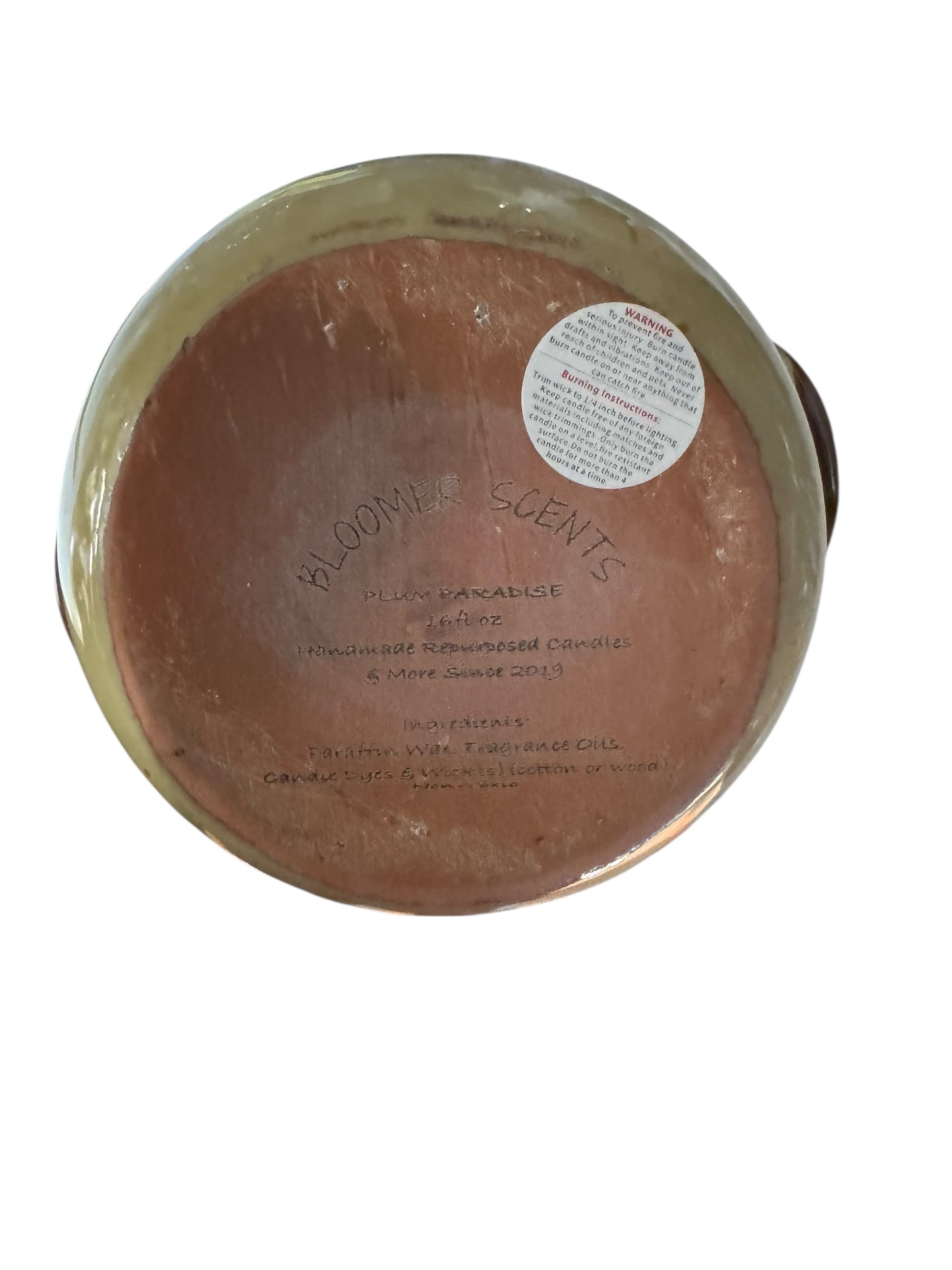 Handmade Plum Paradise Candle, 16 fl oz, Repurposed Vintage Stoneware Crock Soup Bowl