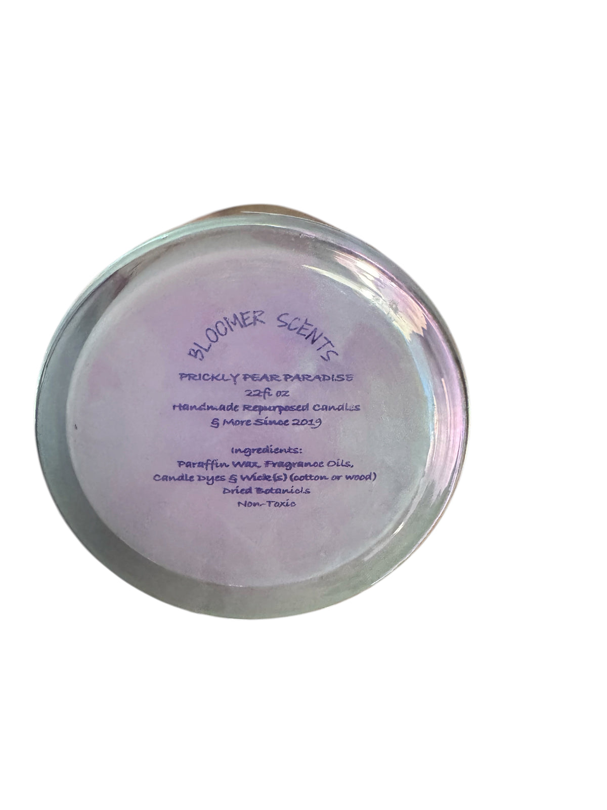 Prickly Pear Paradise Candle, Iridescent Glass Jar, Handmade, 22 fl oz, Non Toxic, Home Fragrance