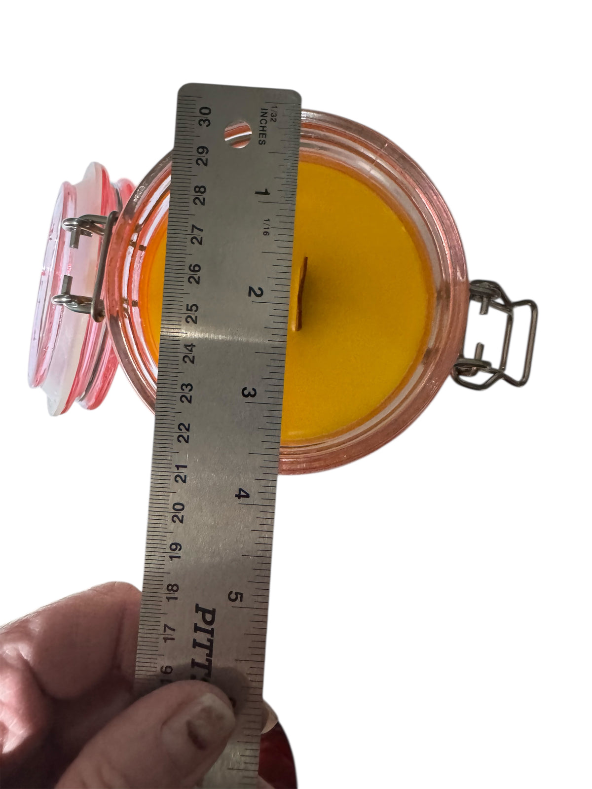 Handmade Rays of Sunshine Candle, Repurposed Pink Dimple Canning Jar, 20 fl oz