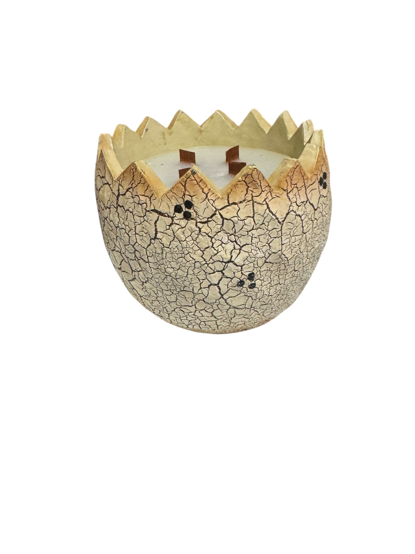 Handmade Candle, Rays of Sunshine, 16 fl oz, Repurposed Vintage Cracked Egg with Chicken Design