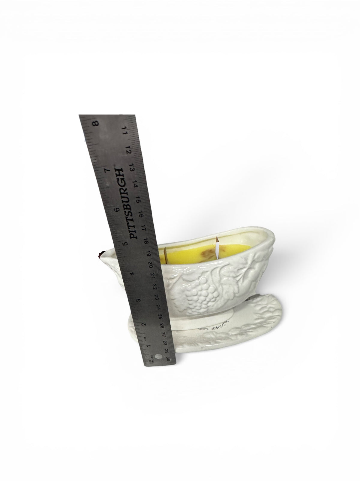 Yellow Rose of Texas Handmade Candle in Repurposed Vintage Ceramic Gravy Boat, 12 fl oz