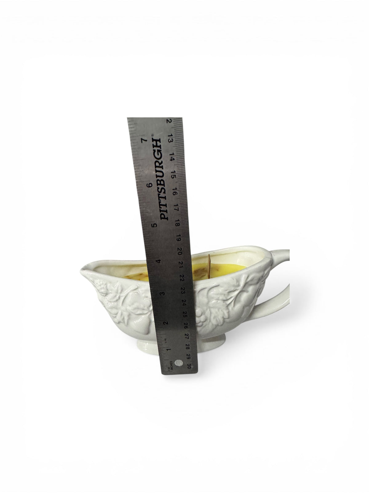 Yellow Rose of Texas Handmade Candle in Repurposed Vintage Ceramic Gravy Boat, 12 fl oz