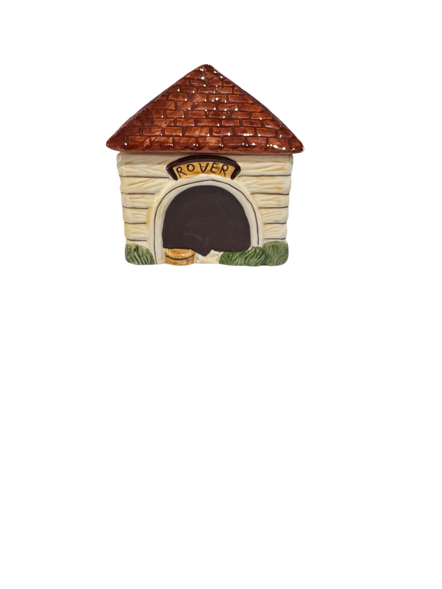 Bloomer Scents Handmade Strawberry Leather Scented Candle, Vintage Rover Doghouse Ceramic Container with Lid, 10 fl oz