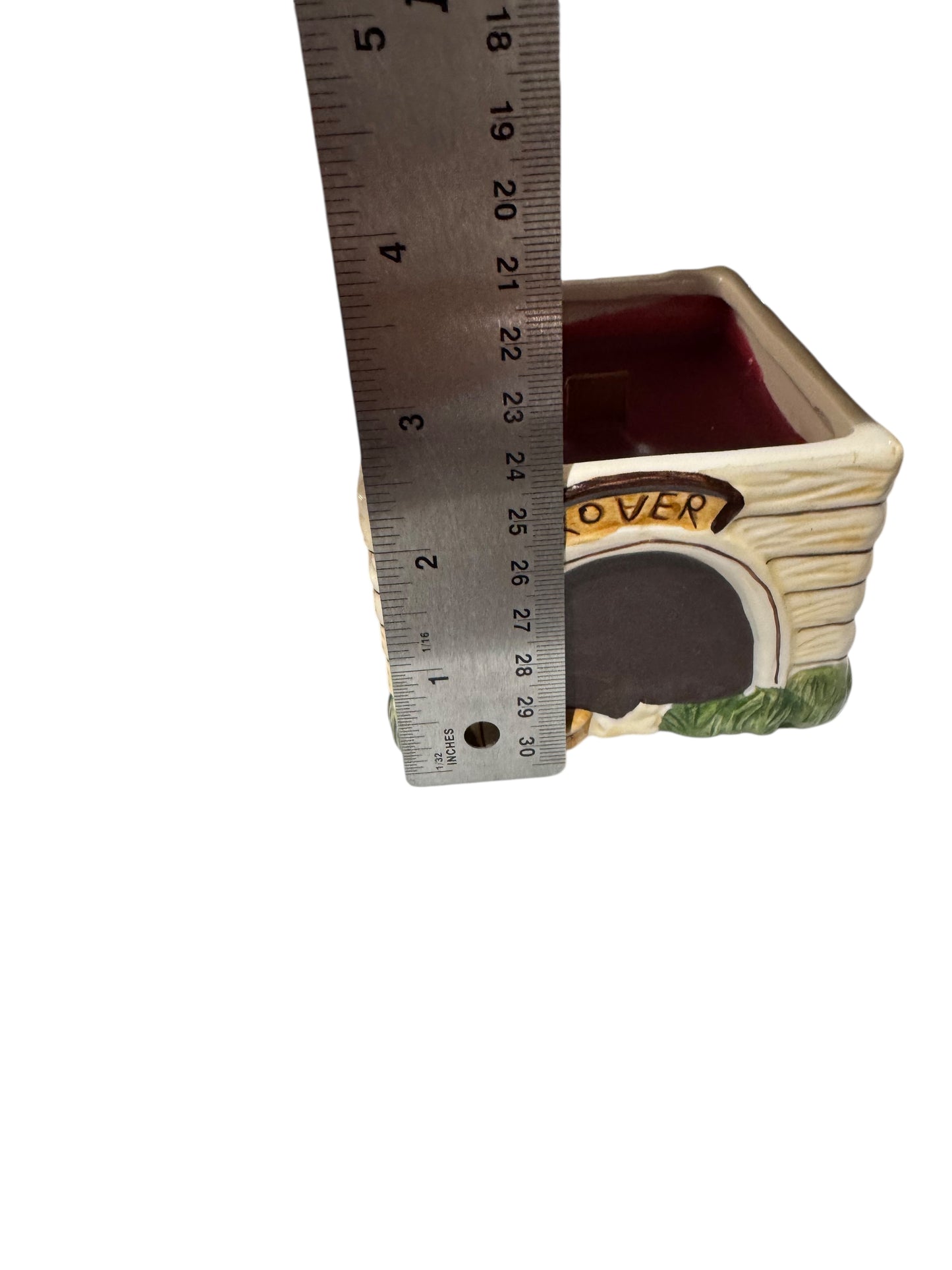 Bloomer Scents Handmade Strawberry Leather Scented Candle, Vintage Rover Doghouse Ceramic Container with Lid, 10 fl oz