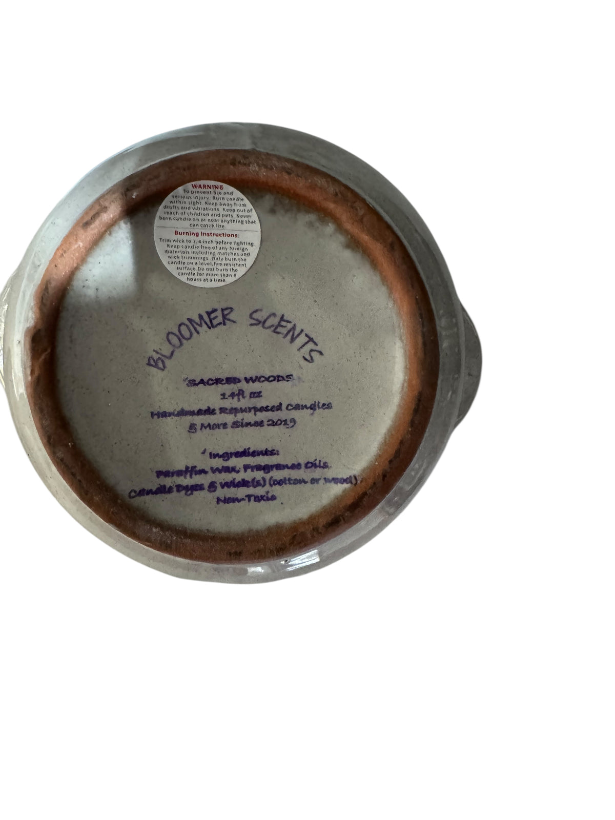Handmade Sacred Woods Candle, 14 fl oz, Repurposed Vintage Stoneware Crock Bowl