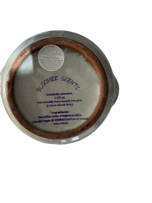 Handmade Sacred Woods Candle, 14 fl oz, Repurposed Vintage Stoneware Crock Bowl