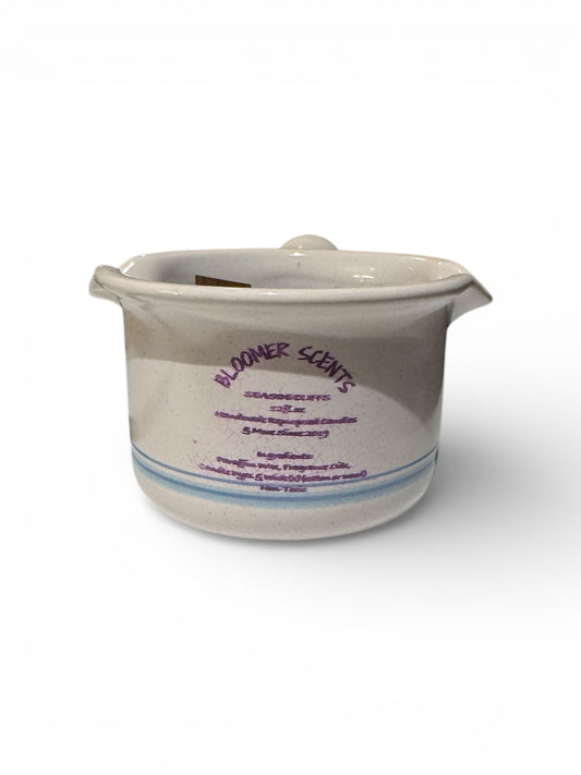 Handmade Seaside Cliffs Candle, 12 fl oz, Repurposed Vintage Stoneware Gravy Boat Vessel