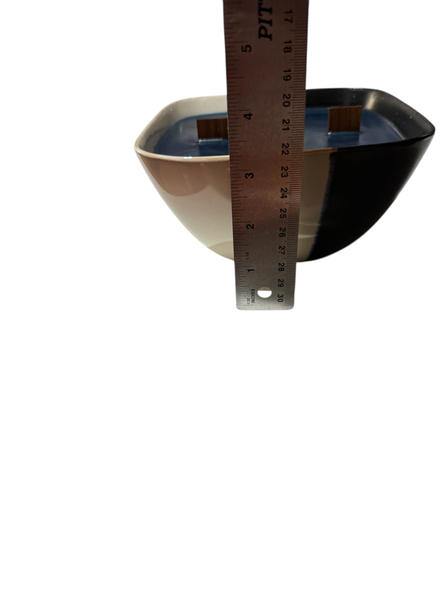 Handmade Spartan Candle, Two Tone Black and Cream Stoneware Bowl, 16 fl oz