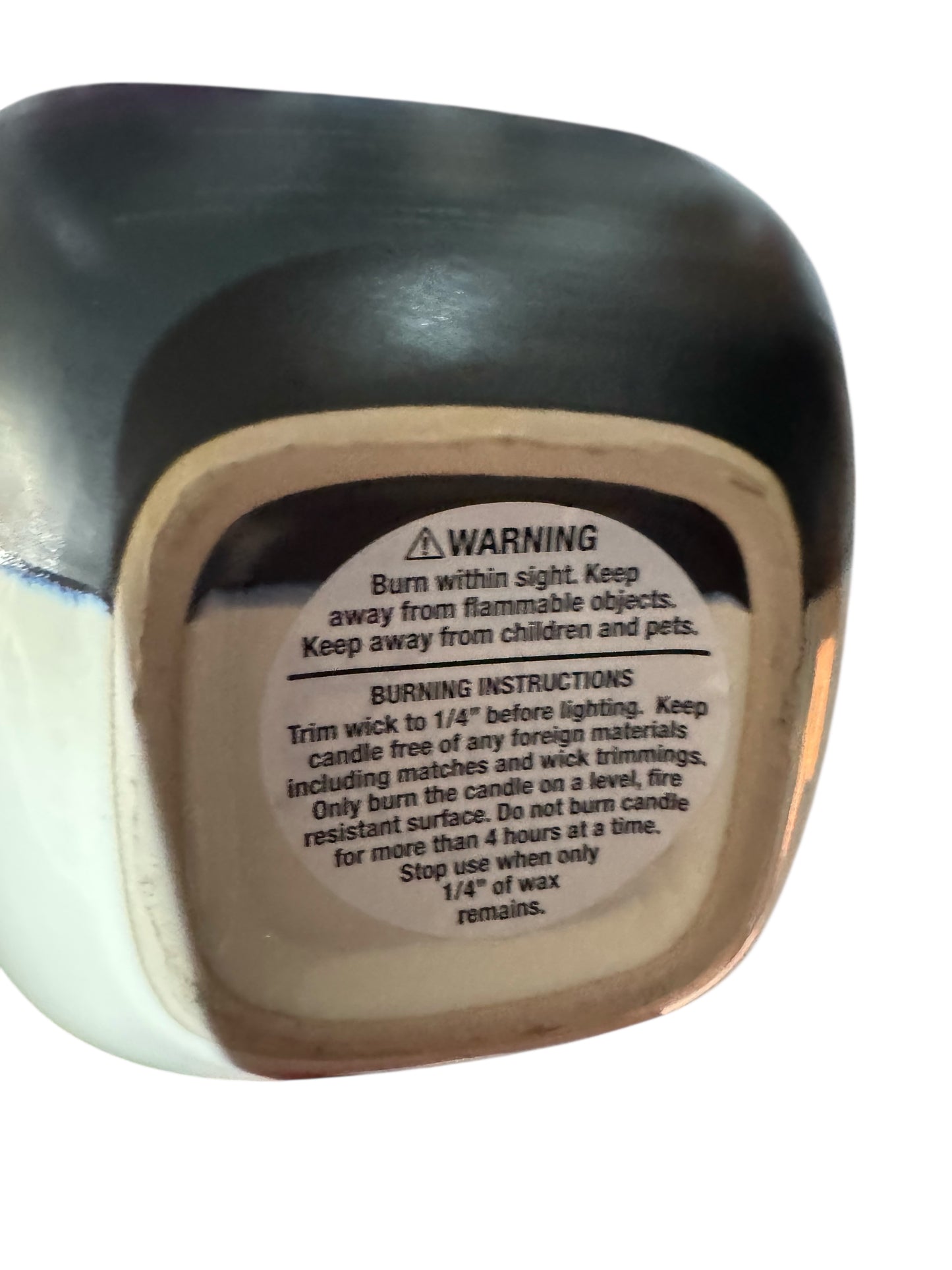 Handmade Spartan Candle, Two Tone Black and Cream Stoneware Bowl, 16 fl oz