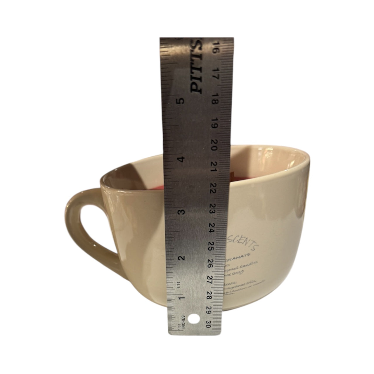 Bloomer Scents Handmade Spicy Pomegranate Candle, 18 fl oz, Repurposed Oversized Mug with Snowflake Design