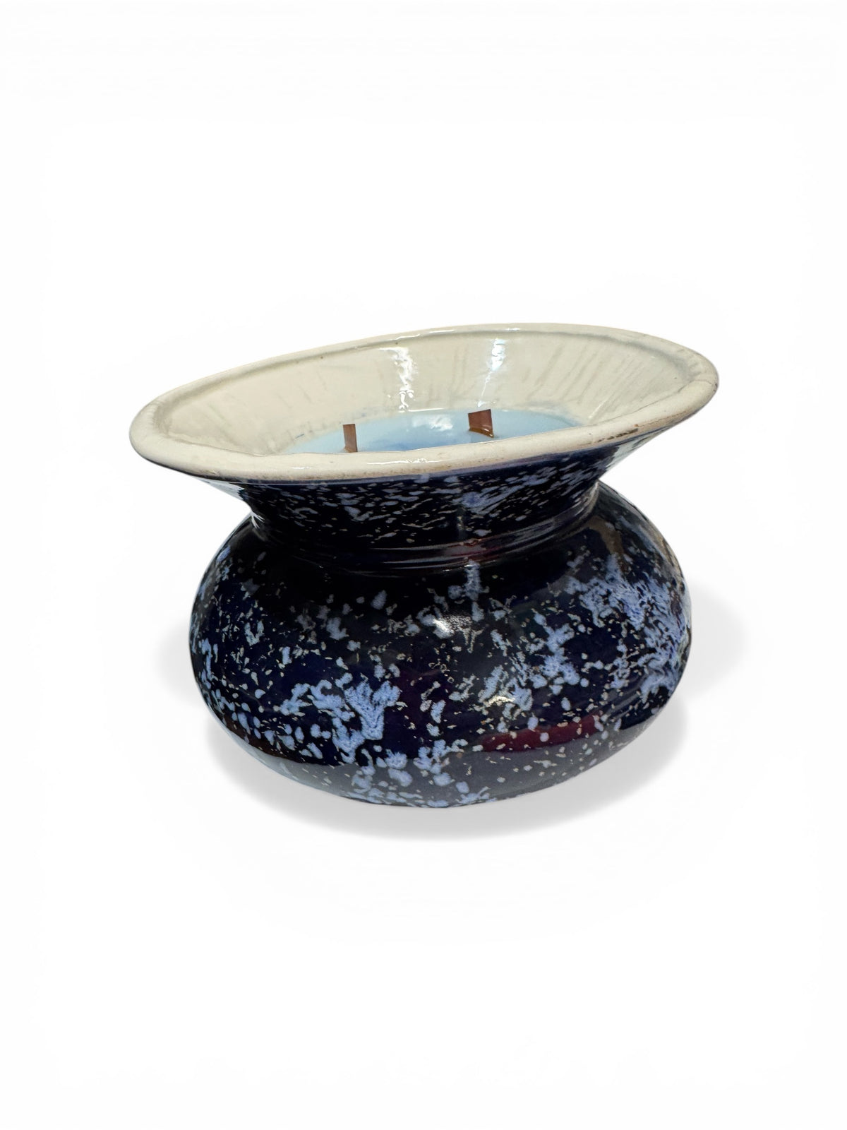Caribbean Teakwood Handmade Candle in Repurposed Vintage Pottery Vase, 32 fl oz