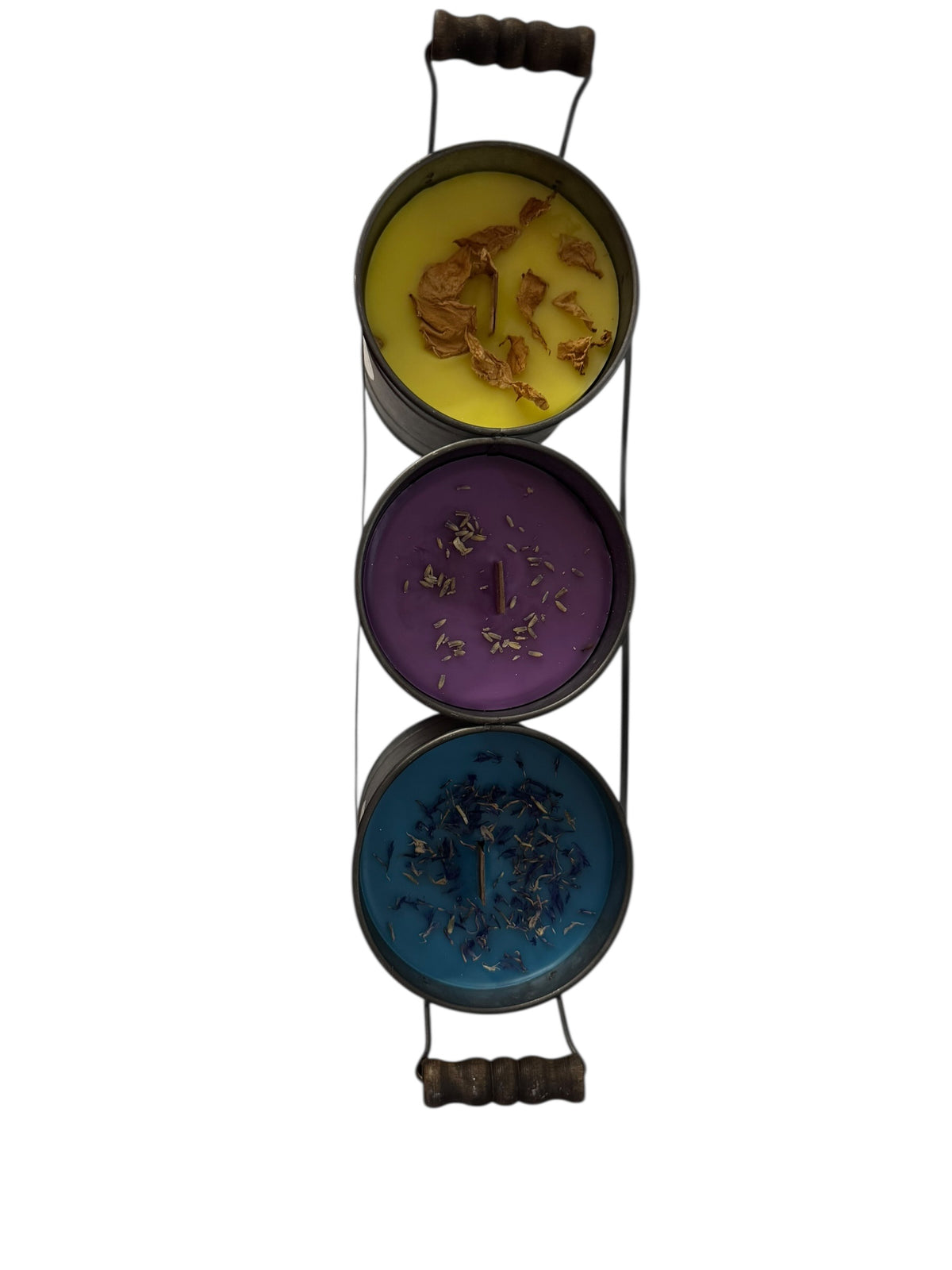 Handmade Triple Candle Set, 16 fl oz Each, Texas Twilight, Yellow Rose of Texas & Prickly Pear Paradise, with Dried Botanicals
