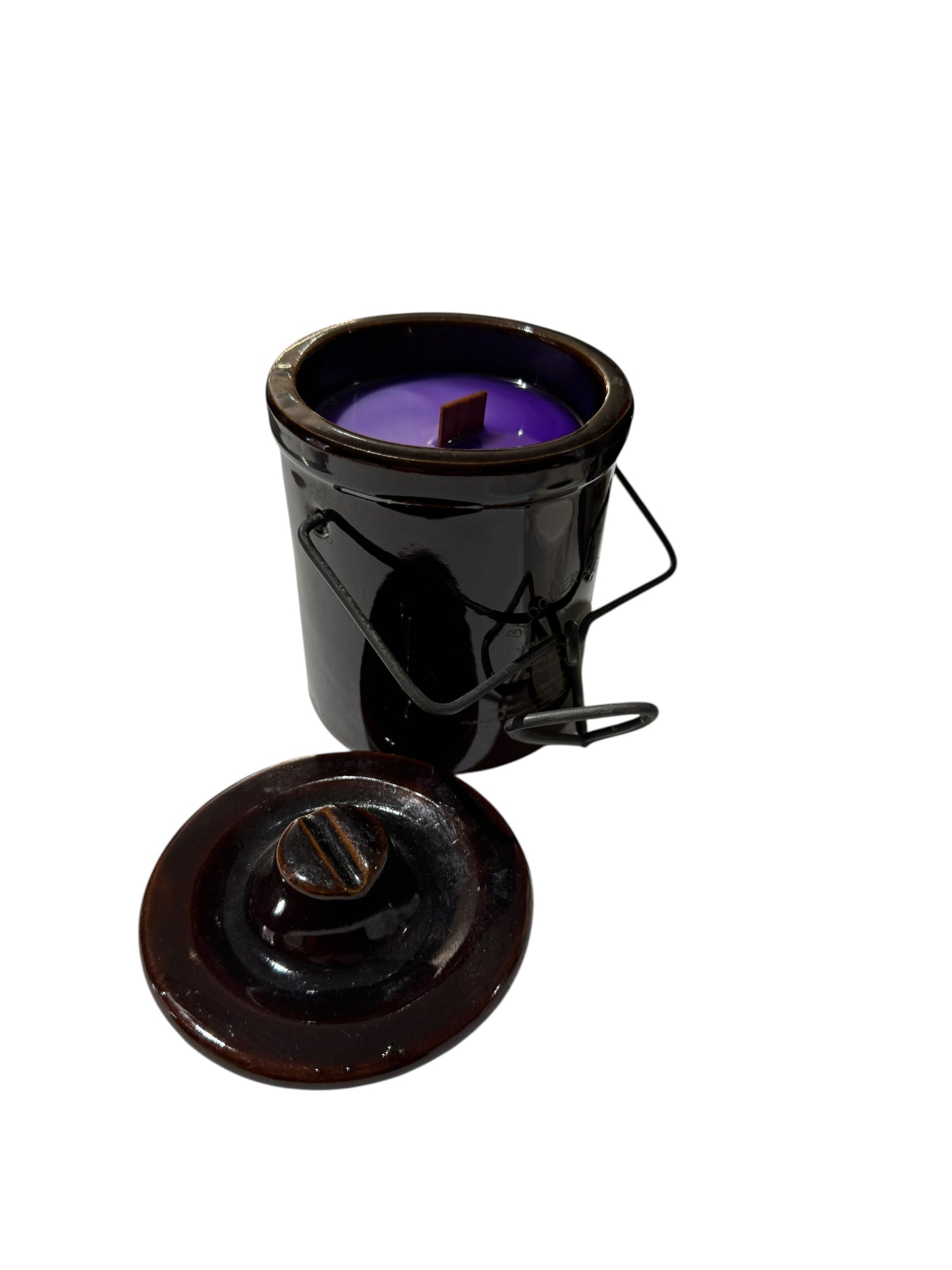 Bloomer Scents Handmade Violet Moondance Candle, Repurposed Vintage Cheese Crock, 10 fl oz