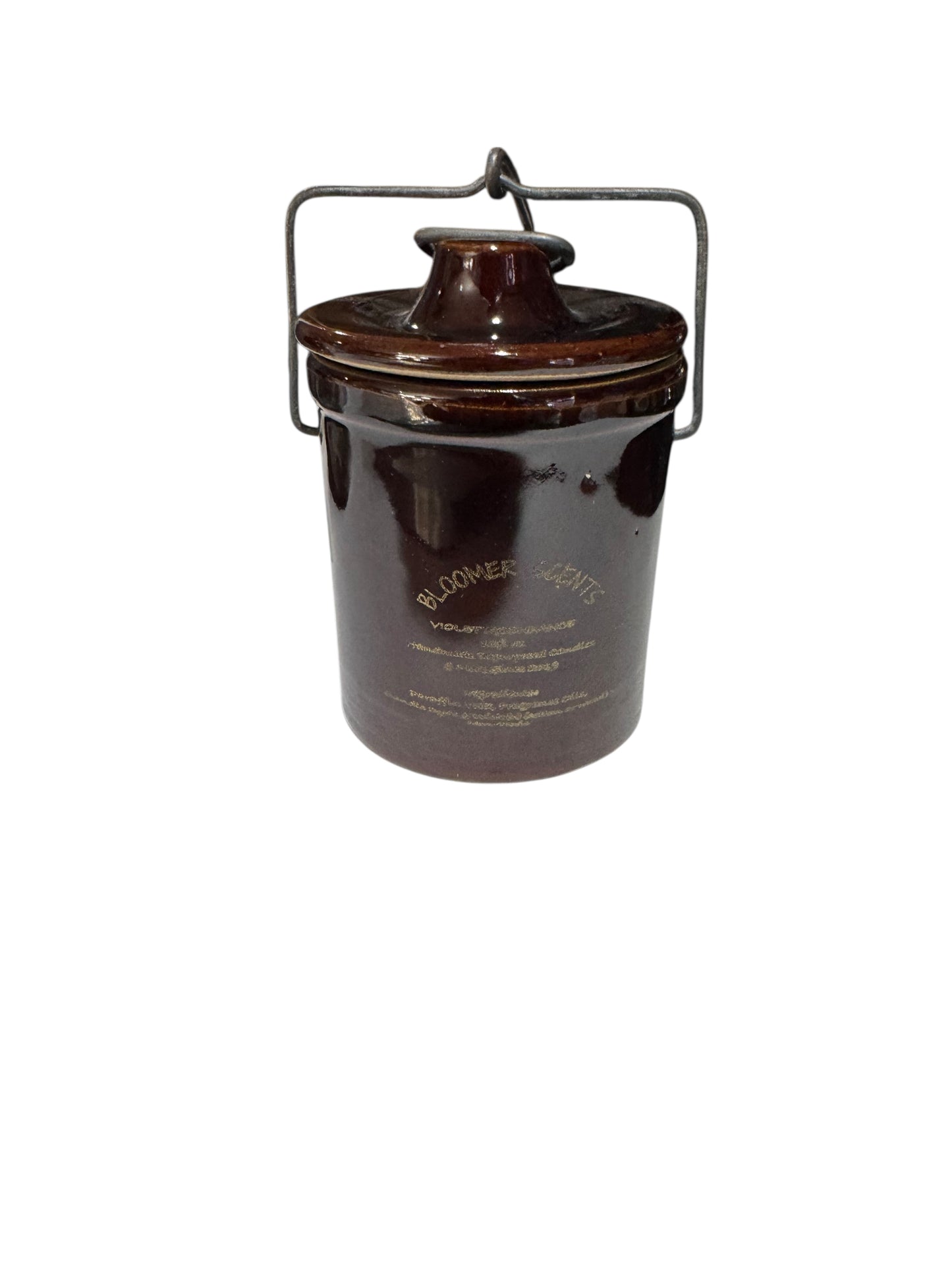 Bloomer Scents Handmade Violet Moondance Candle, Repurposed Vintage Cheese Crock, 10 fl oz