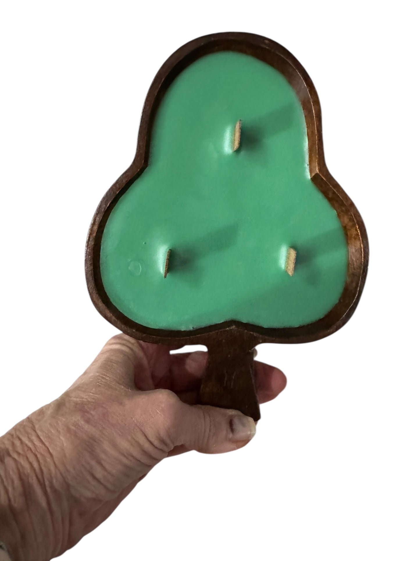 Bloomer Scents Whispering Woods Handmade Candle, Repurposed Oak Wood Leaf-Shaped Vessel, 10 fl oz, Green Interior