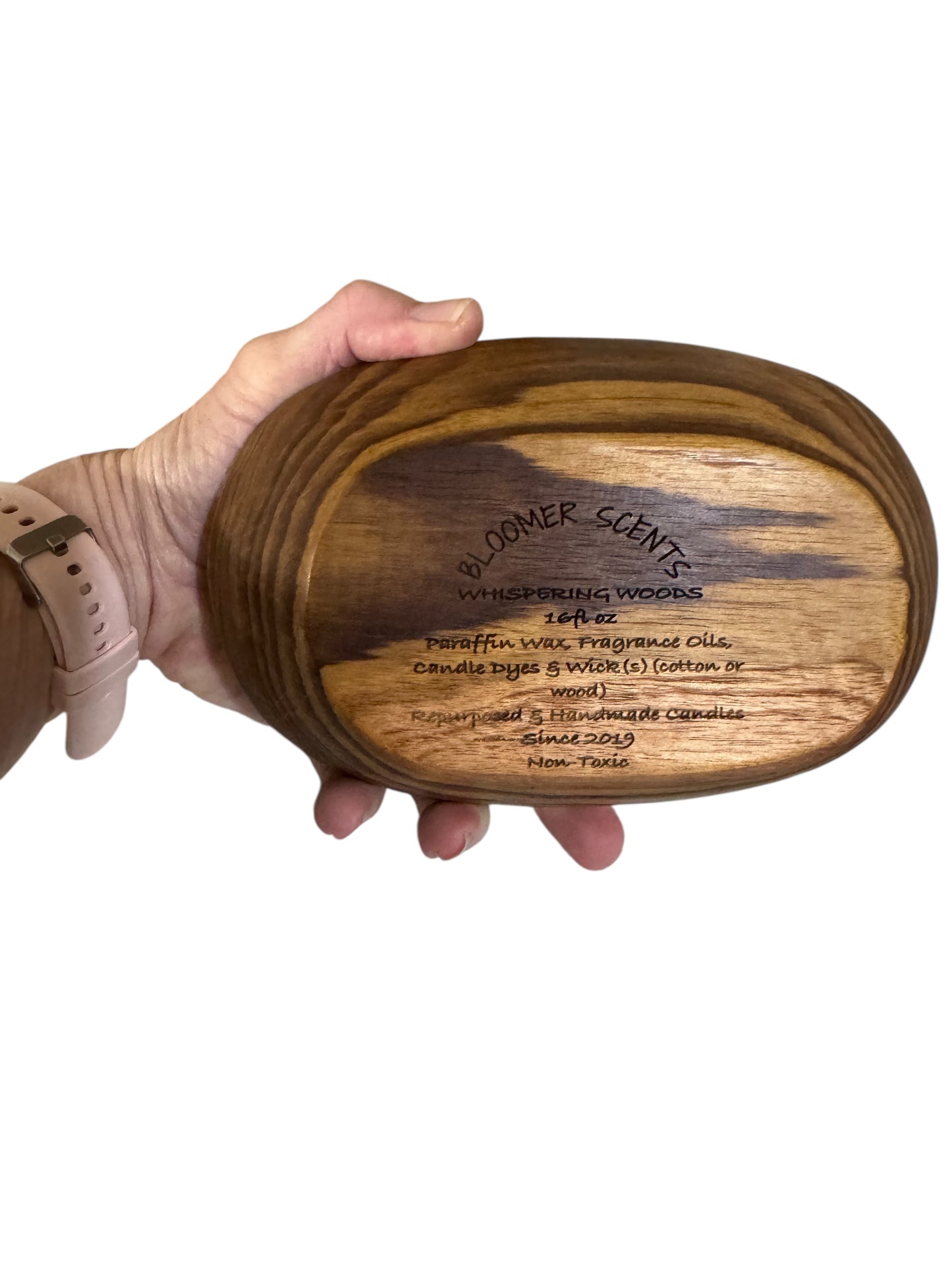 Bloomer Scents Whispering Woods Handcrafted Candle in Repurposed Vintage Wooden Bowl, 16 fl oz